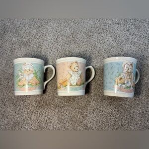 Vintage 1994 Priscilla Hillman Mugs ~ Teddy Bears ~ Love-Faith-Charity Set of 3